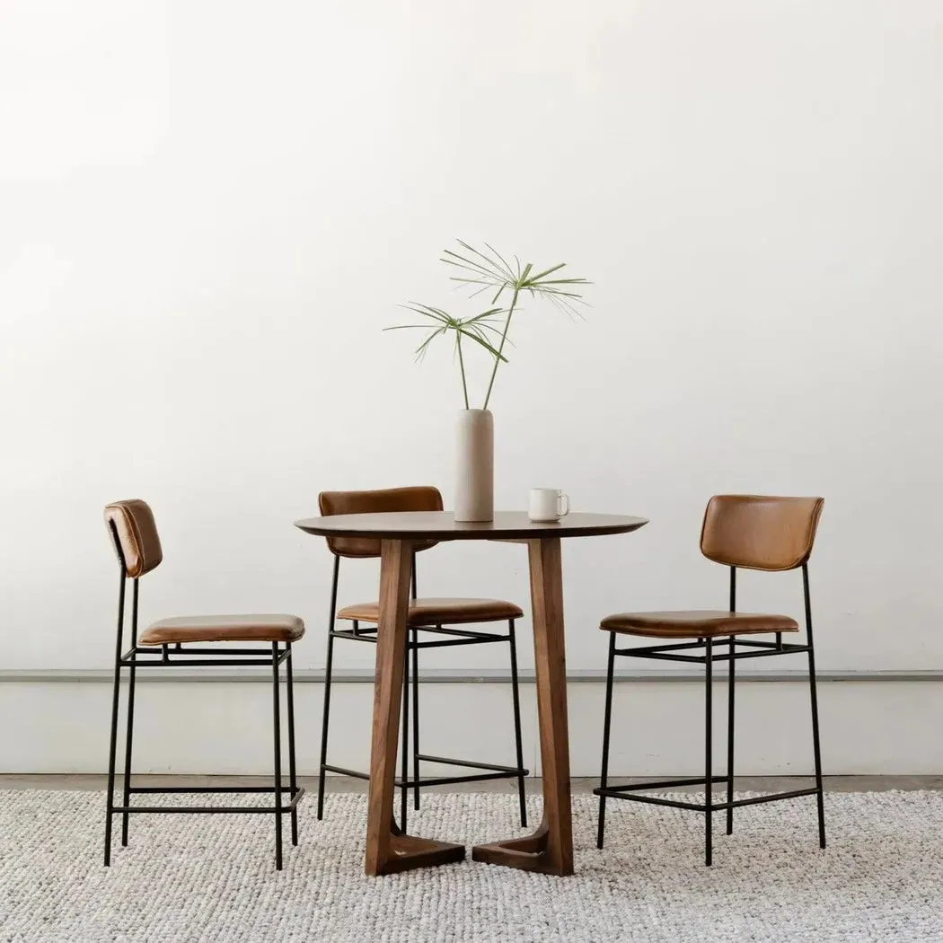 Sailor Top Grain Brown Leather Counter Stool