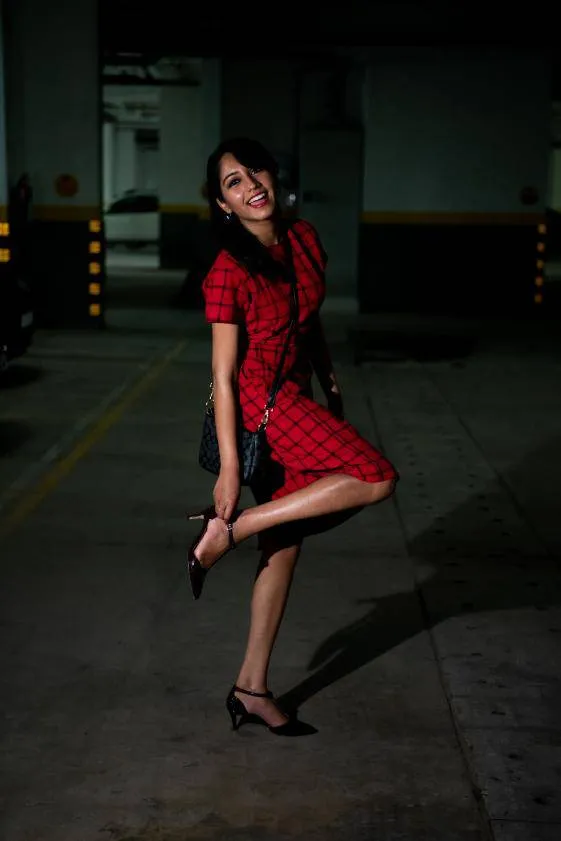 Scarlet Red Black Checks Sheath Dress