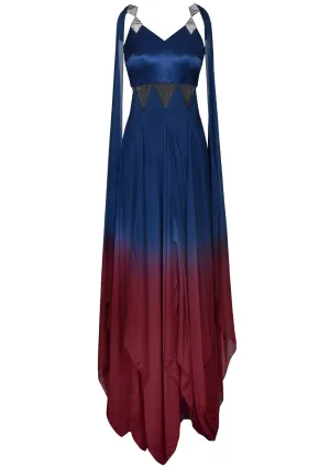 Sequin Straps Bias Cut Chiffon Maxi Dress