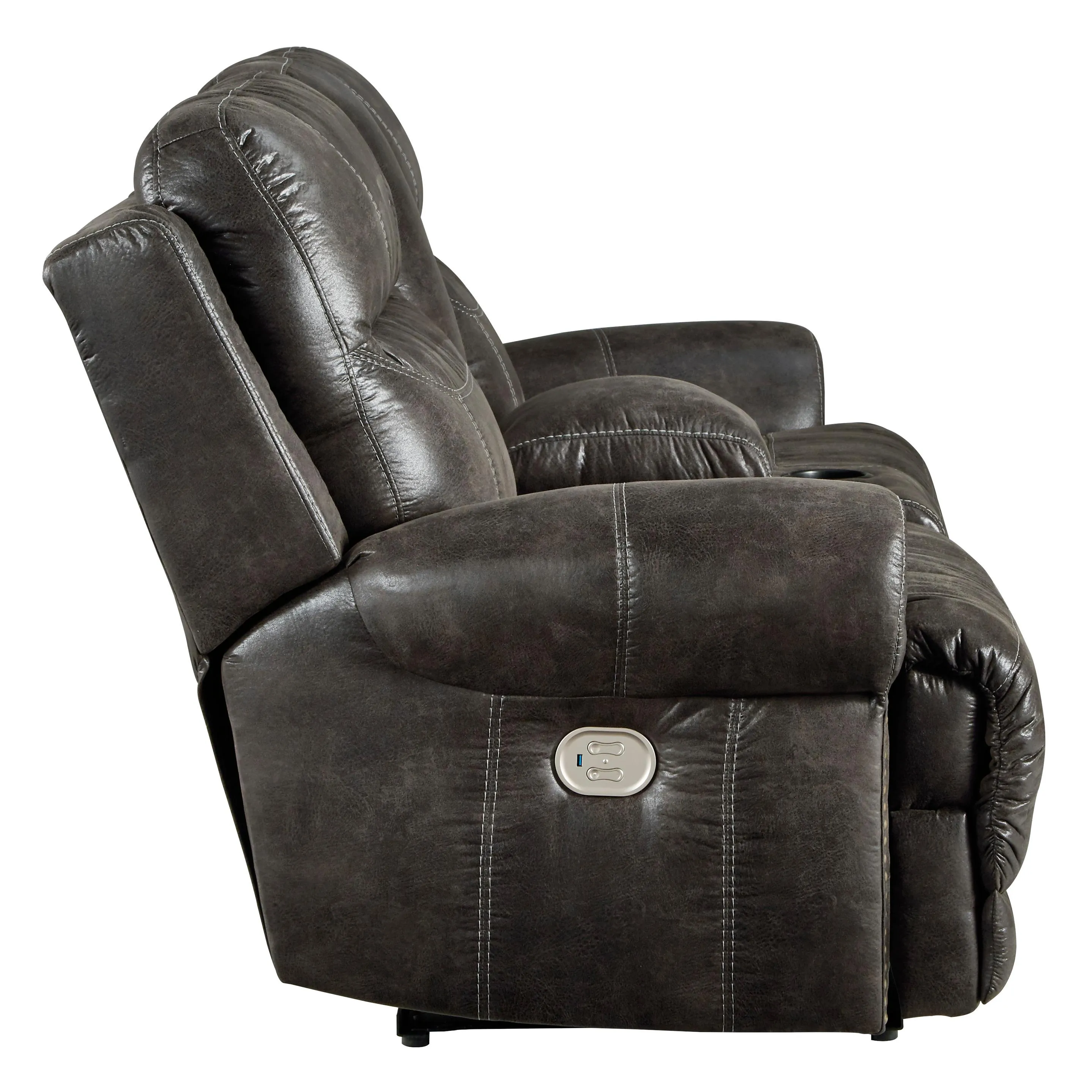 Signature Design by Ashley Grearview Power Reclining Leather Look Loveseat with Console 6500518