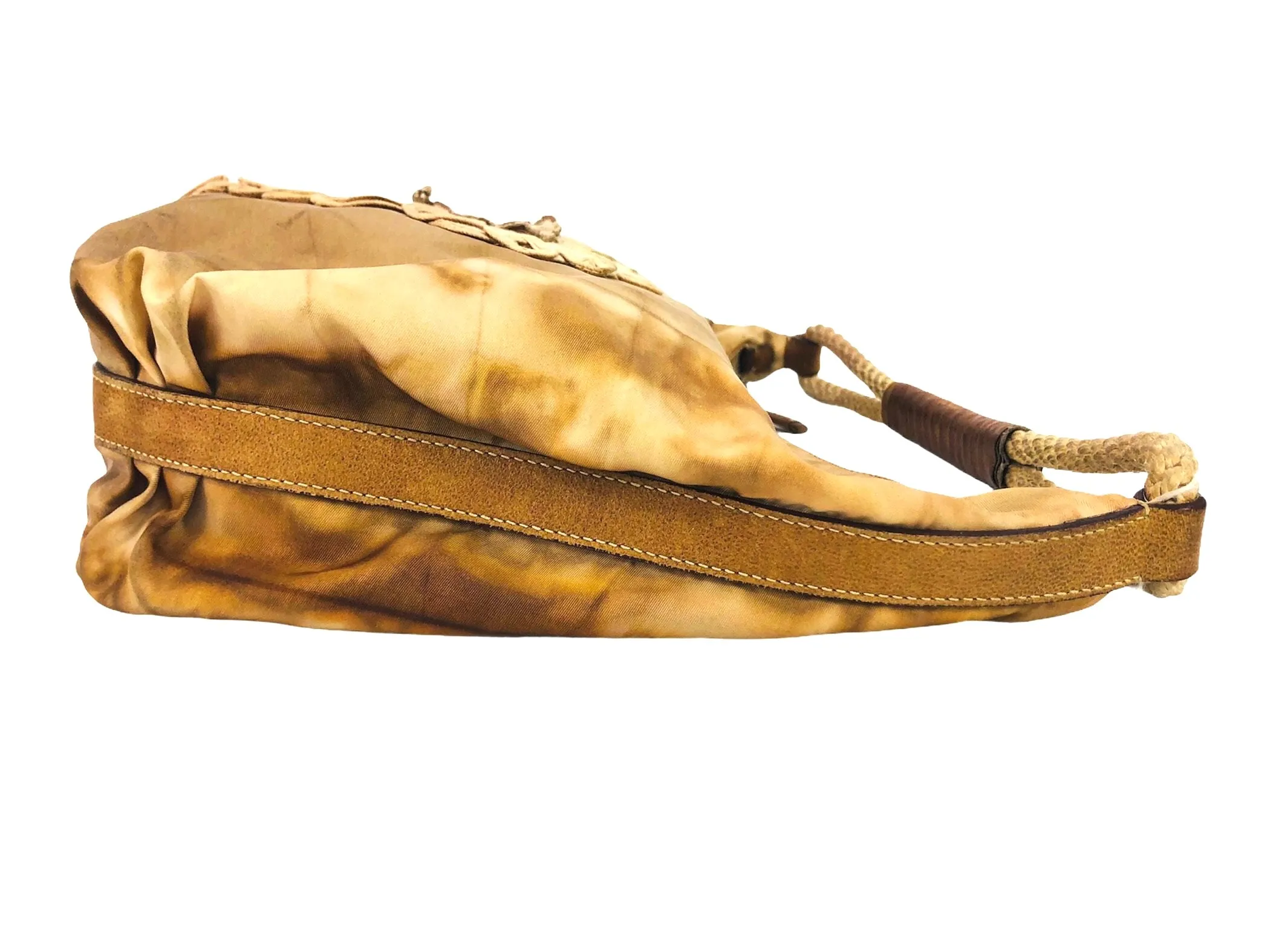 Tessuto Tan Tie-Dye Embroidered Passamaneria Hobo Bag