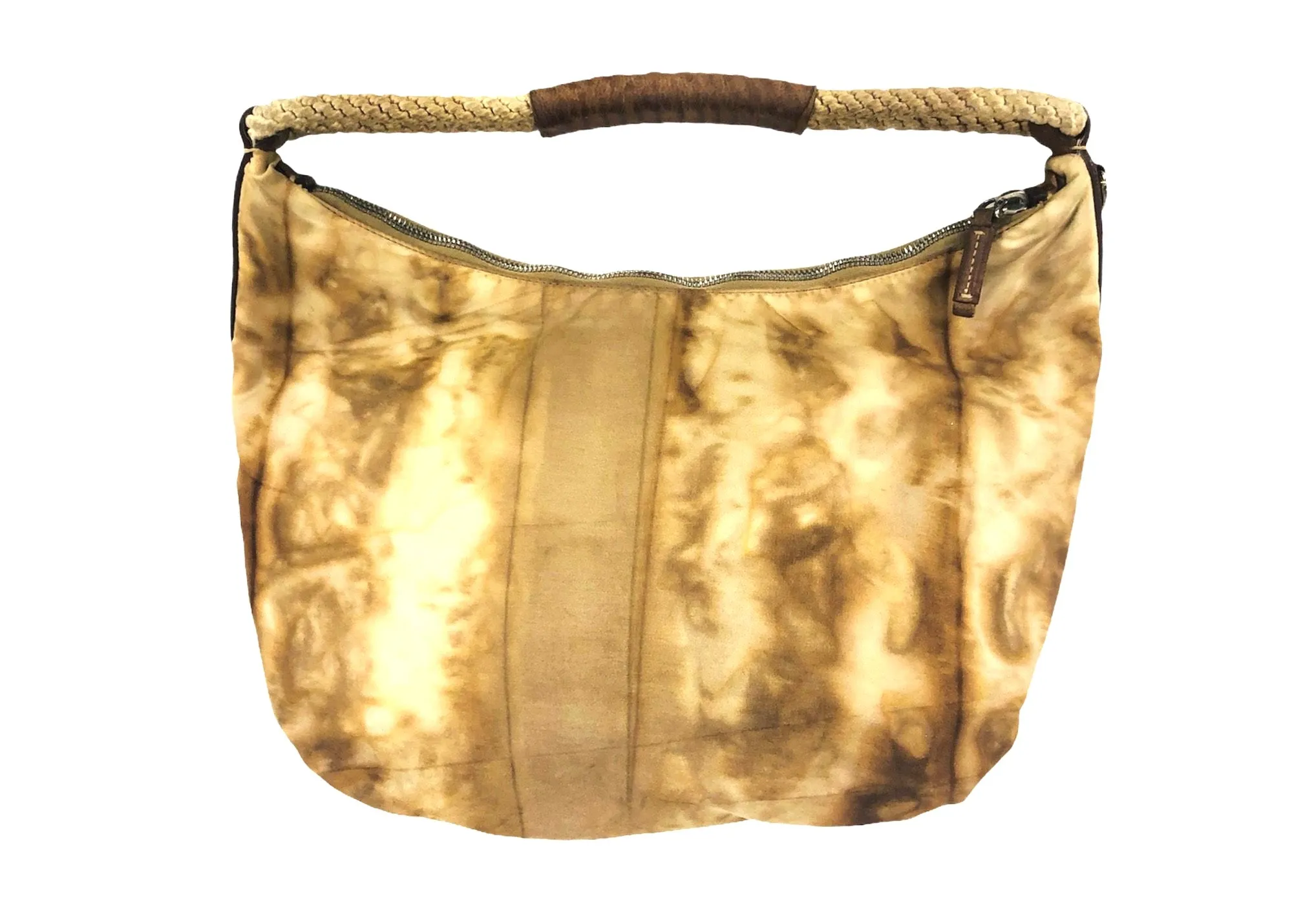 Tessuto Tan Tie-Dye Embroidered Passamaneria Hobo Bag