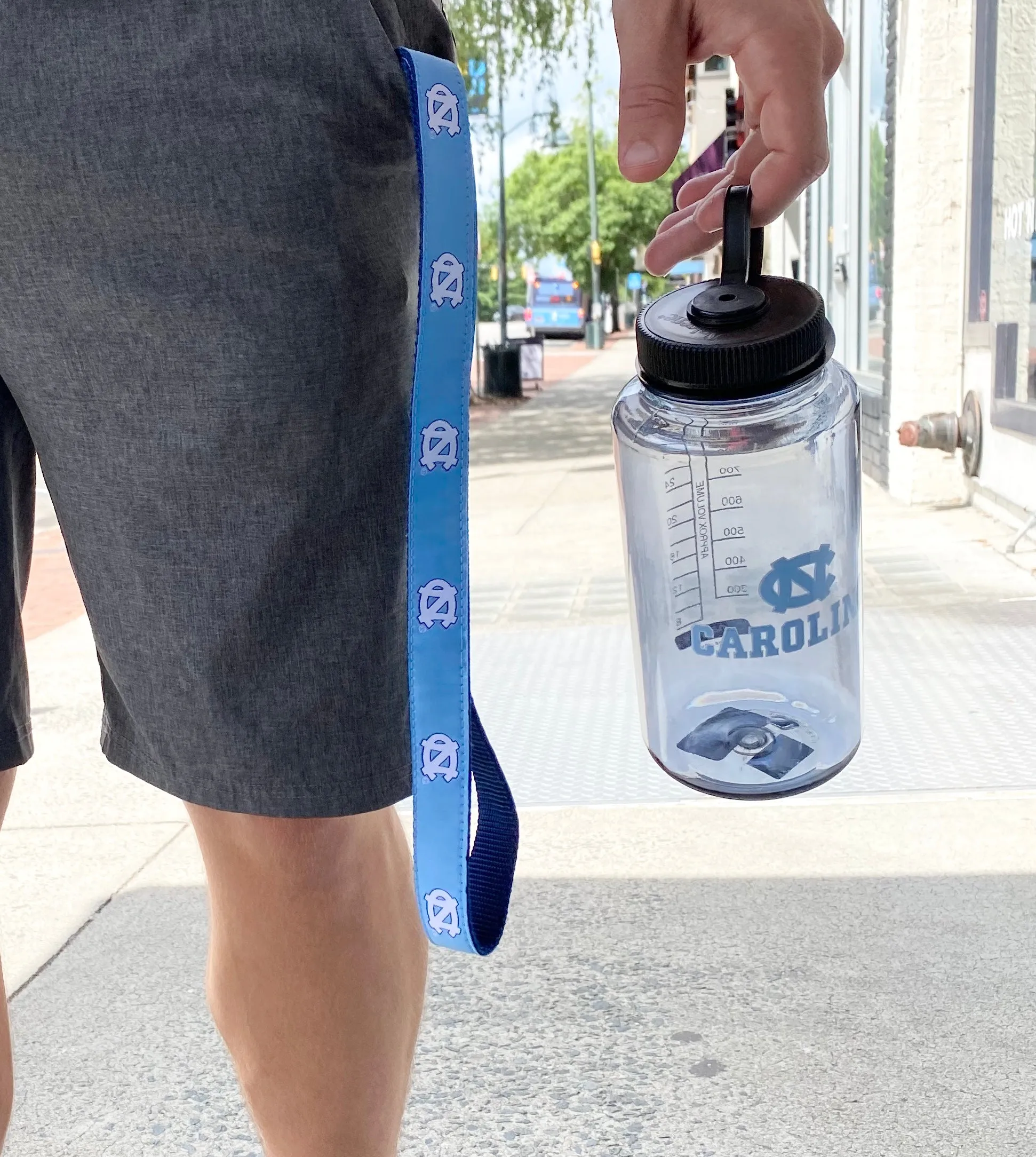 UNC Lanyard in Carolina Blue Embroidered Nylon with North Carolina Logos