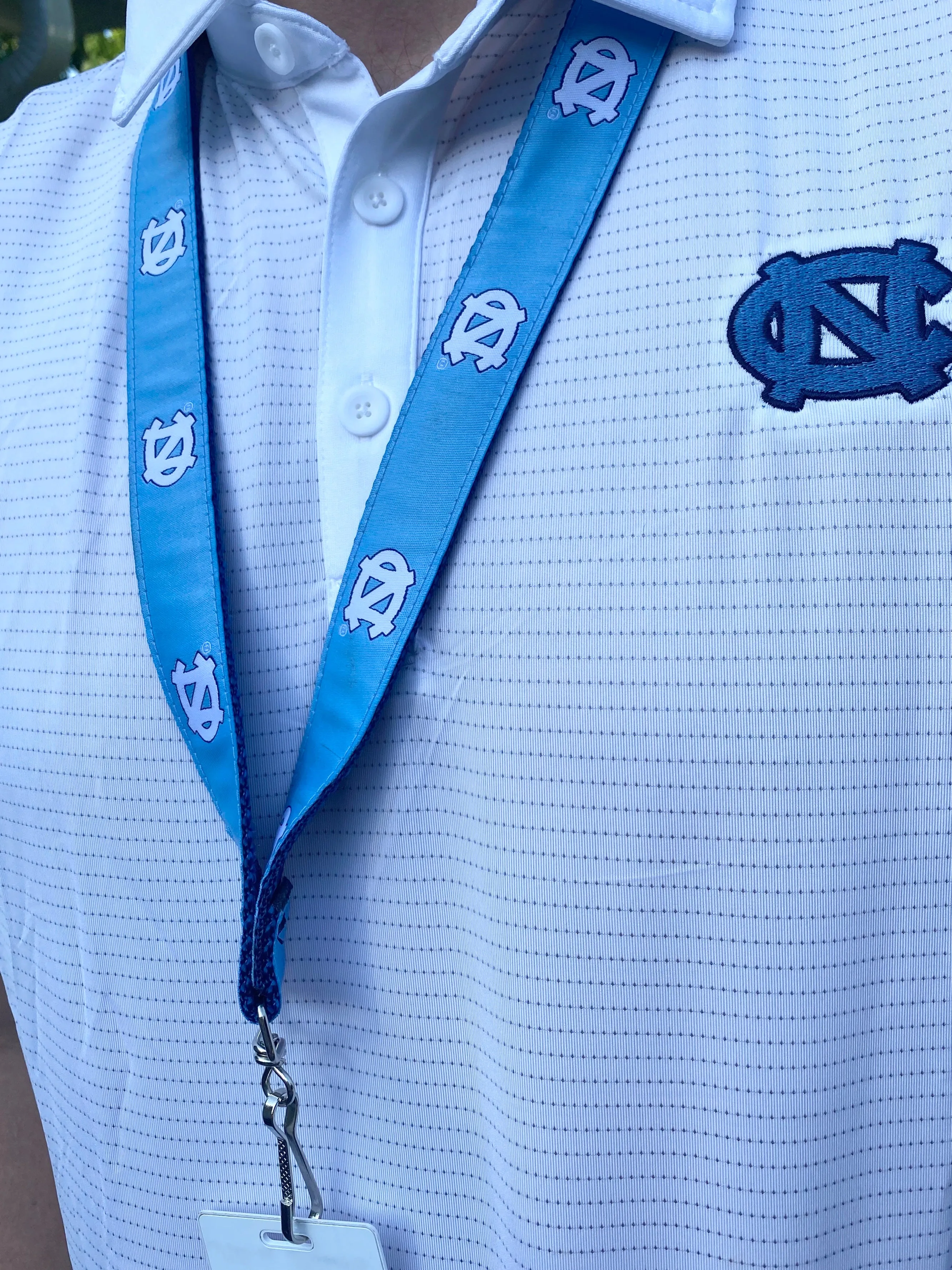 UNC Lanyard in Carolina Blue Embroidered Nylon with North Carolina Logos