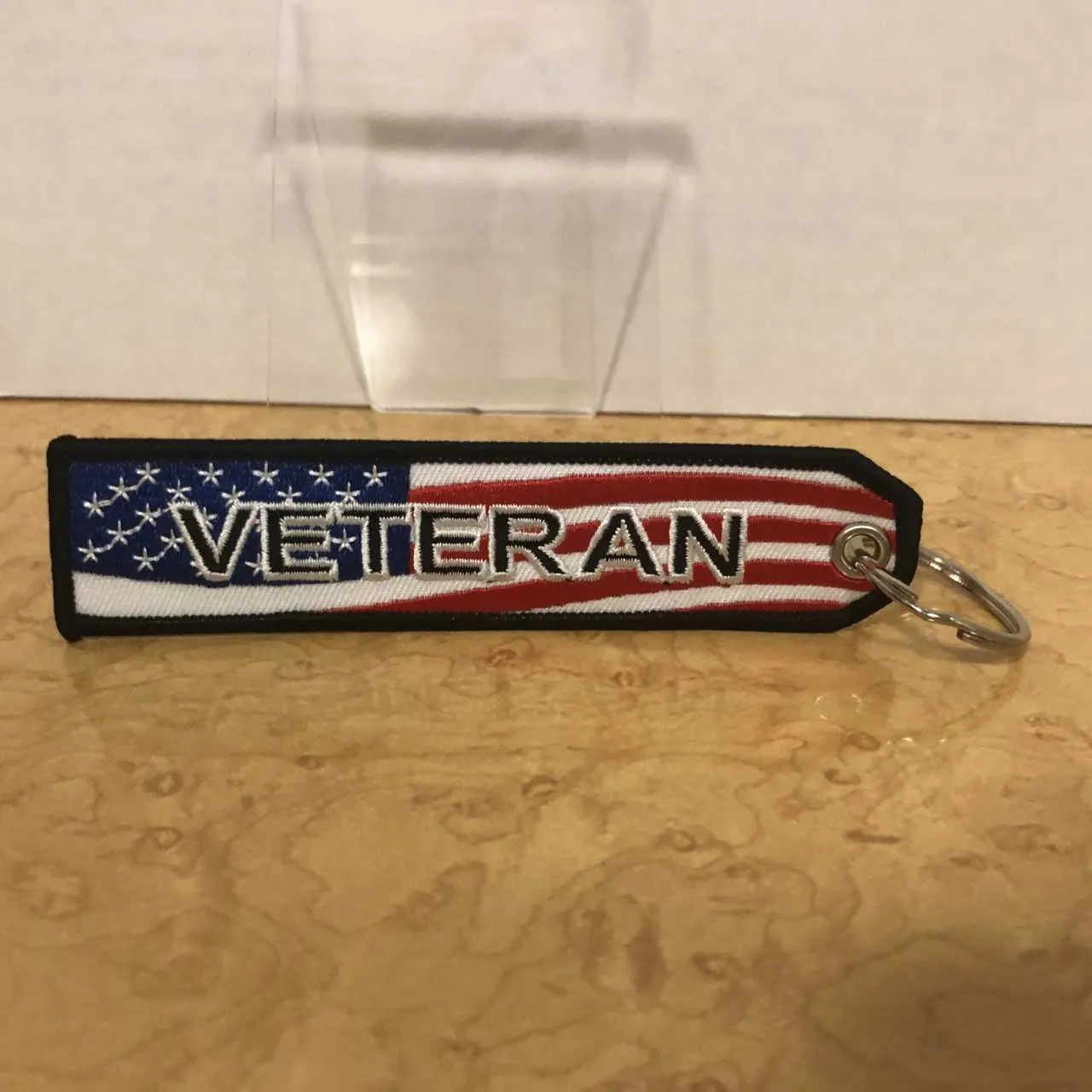 Veteran Embroidered Keychain