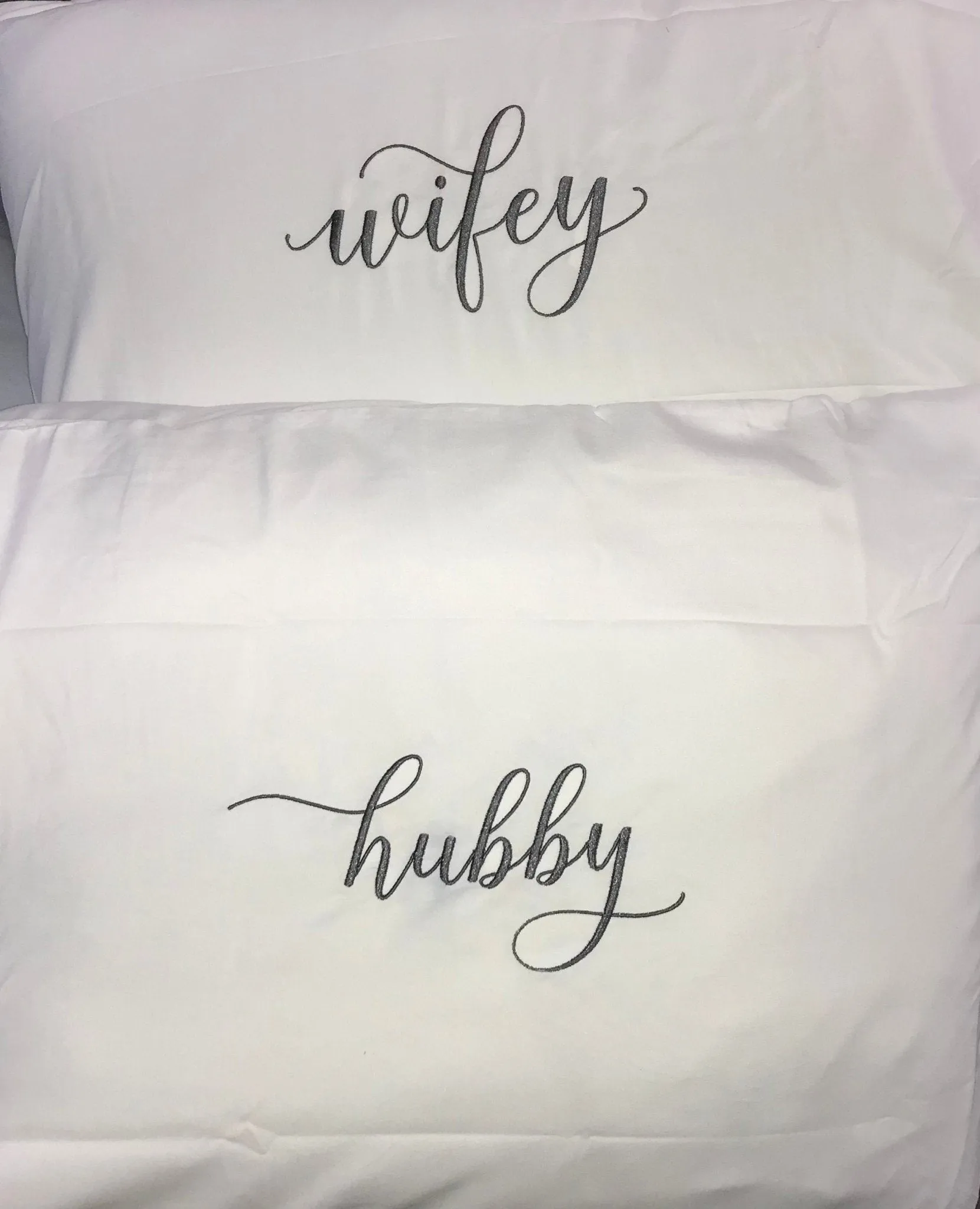 White Hubby Wifey Pillowcases, Wedding Gift.Anniversary Gifts,Bridal Shower Gift,Gifts for Couples