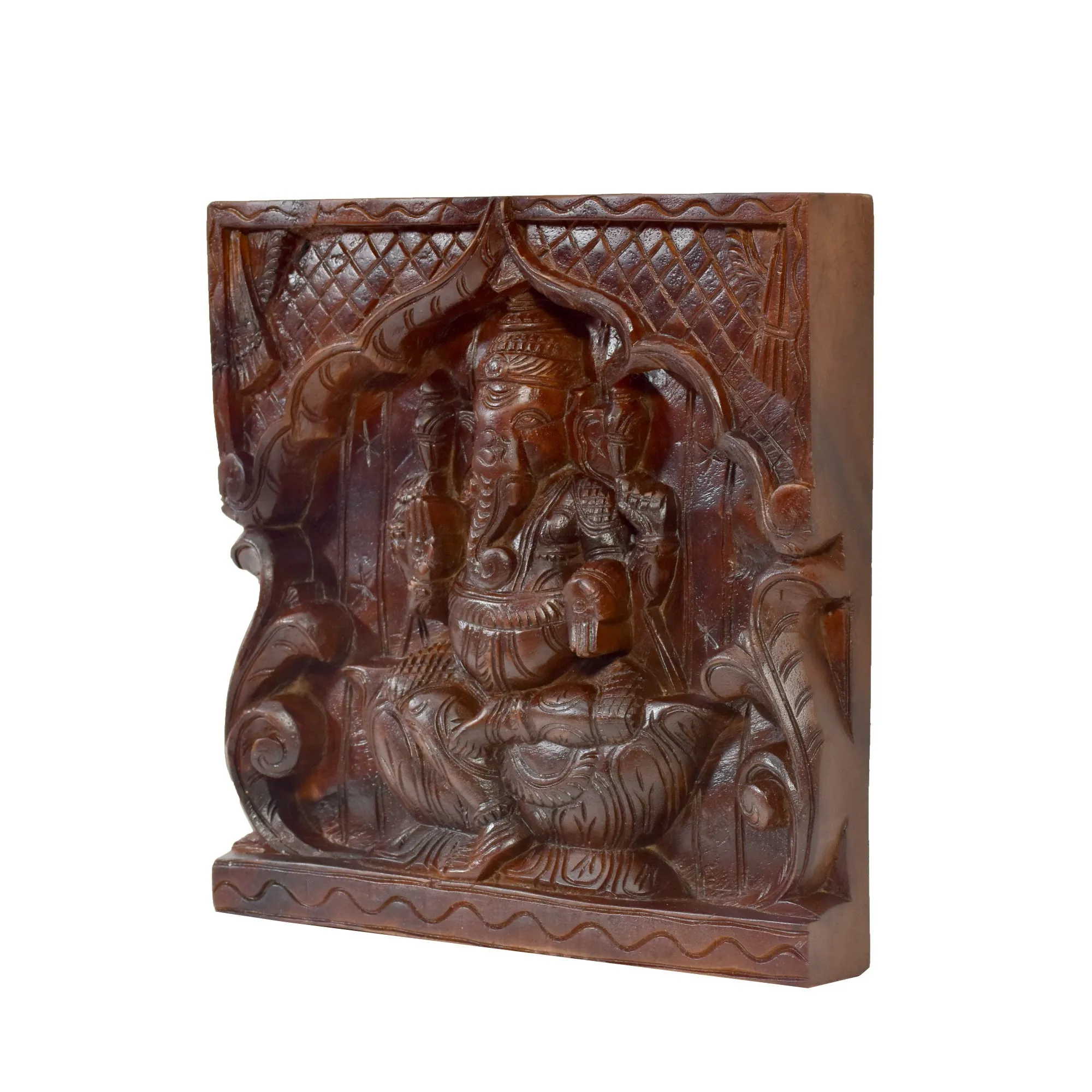 Wooden Carved Ganesha Wall Panel