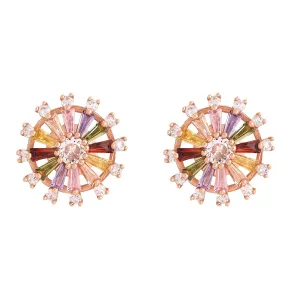 Yellow Chimes Drop Earrings for Women Multicolor Swiss Zircon Rose Gold Plated Floral Shaped Drop Earrings for Women and Girls