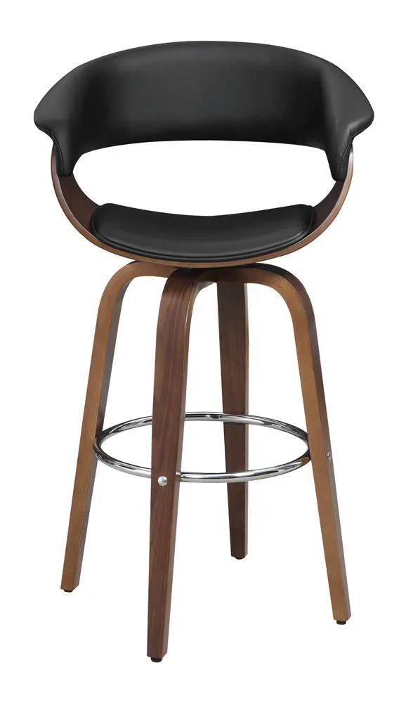 Zion Upholstered Swivel Bar Stool Walnut and Black